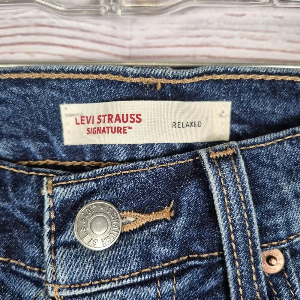Levi's Mens Blue Signature Relaxed Fit Straight Leg Denim Jeans Size 34X34